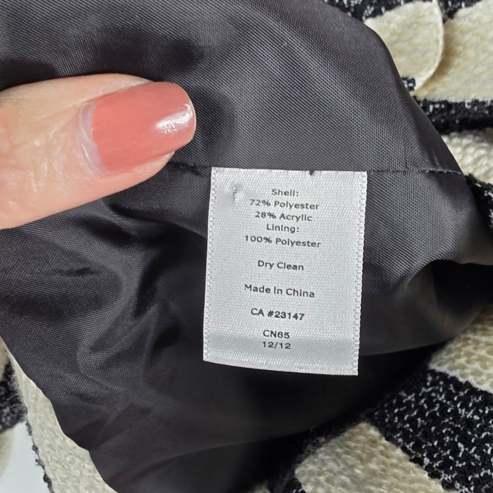 Talbot Woven Striped Blazer Jacket Women's Black Cream Button Front Collarless - Picture 6 of 6